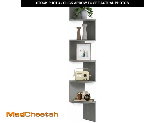 Lot 74-14067708 - VASAGLE Corner Shelf Wall Mount, 5-Tier Floating Corner Bookshelf, Plant Shelf for Bedroom, Living R...