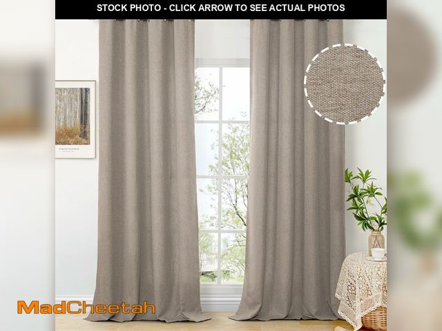 Lot 74-14145263 - BGment Taupe Linen Curtains for Living Room 90 Inch Length 2 Panels Set, Country Rustic Window Drape...