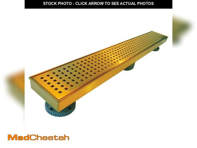 Lot 74-13002334 - RELN 24 in. Brushed Gold Linear Shower Drain with Square Pattern Drain Cover - UNUSED