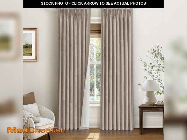 Lot 74-12216966 - INOVADAY Pinch Pleated Curtains, 100% Light Blocking Linen Pinch Pleat Blackout Curtains for Bedroom...