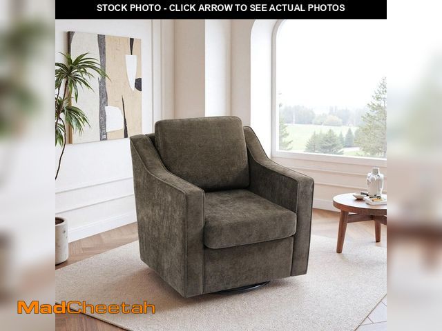 Lot 74-14375612 - Uixe Light Coffee Chenille Upholstered Swivel Accent Barrel Chair(Set of 1) - UNUSED
