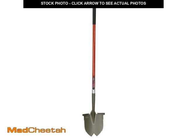 Lot 74-12659637 - Radius Garden 57 in., 46.5 in. Handle Root Slayer Carbon Steel XL Round Head Shovel - UNUSED