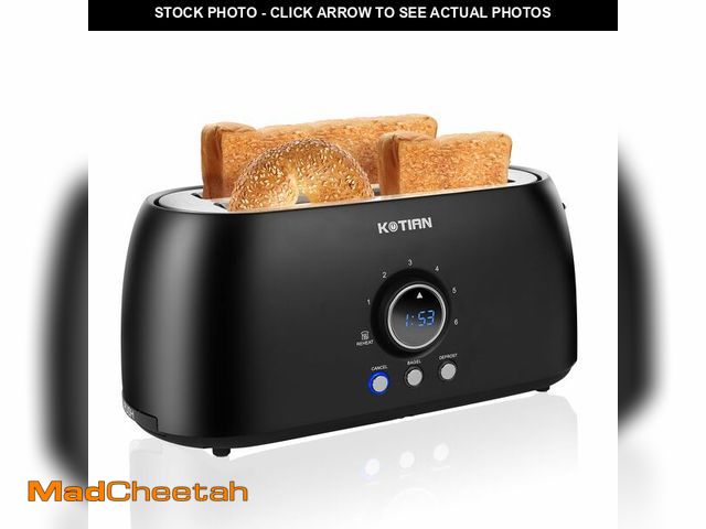 Lot 74-13630906 - Toaster 4 Slice,KOTIAN Retro Long Slot Toasters with Countdown Timer,Stainless Steel Toaster,Bagel,D...