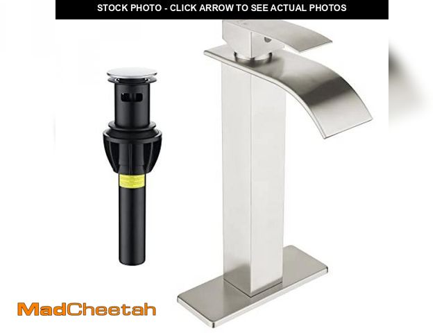 Lot 74-12326430 - Fransiton Tall Vessel Sink Faucet Matte Black Faucet for Bathroom Sink Tall Waterfall Bathroom Fauce...