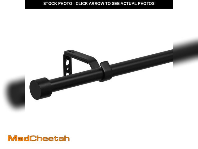 Lot 74-14276351 - StyleWell 66 in. - 120 in. Telescoping 3/4 in Single Curtain Rod Kit in Matte Black with Cap Finial ...