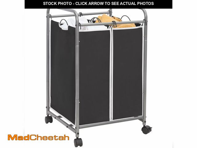 Lot 74-13630404 - STORAGE MANIAC Laundry Sorter 2 Section, 90 L Gal Laundry Hamper with Wheels, Clothes Basket Separat...
