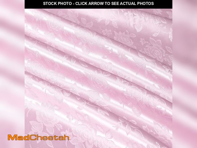Lot 74-13717149 - MaiMaiSuan 60" Wide Pink Satin Floral Jacquard Fabric Shiny Silky Satin Fabric by The Yard for Table...