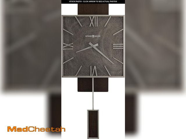 Lot 74-12098264 - Howard Miller Maclane Wall Clock, Silver Metal Frame with Square Dial &amp; Roman Numerals, Battery-...