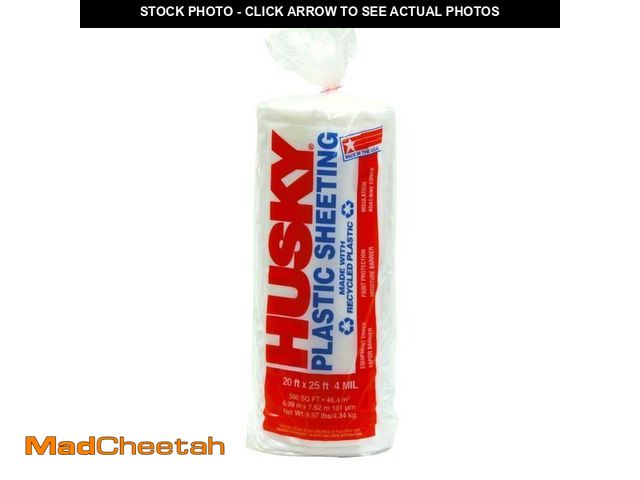 Lot 74-13002114 - Husky 20 ft. x 25 ft. Clear 4 mil Plastic Sheeting - UNUSED