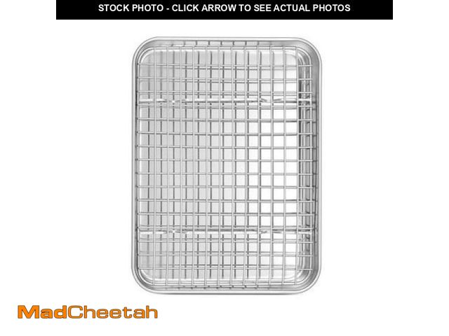Lot 74-12423391 - Vesteel 12.5 Inch Baking Pan with Rack Set  Stainless Steel Rectangle Baking Sheet Toaster Oven Tray...