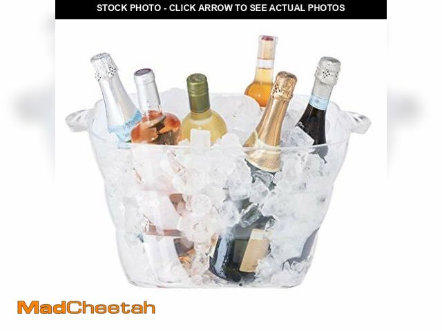 Lot 74-12544272 - OGGI Acrylic Square Party Tub - Clear Beverage Cooler w/Handles, Wine Cooler, Beer Chiller, Ideal Pa...