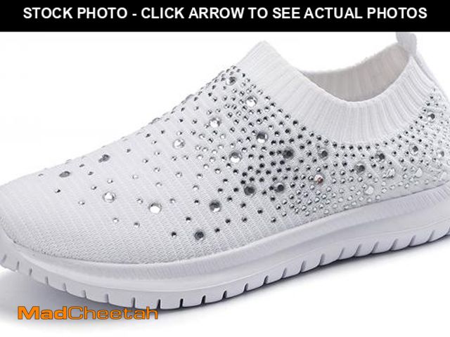 Lot 74-12315295 - Women's Mesh Walking Shoes Rhinestone Glitter Slip On Ballroom Jazz Latin Dance Sock Sneakers White ...