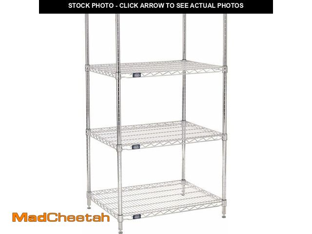 Lot 74-13382463 - Nexel 24" x 30" x 63", 4 Tier Adjustable Wire Shelving Unit, NSF Listed Commercial Storage Rack, Chr...