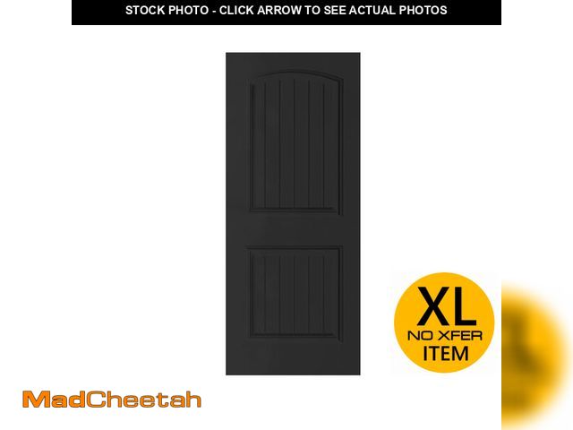 Lot 74-12895564 - Calhome 36 in. x 80 in Camber Top Paneled Black Painted Composite MDF Barn Door Slab - UNUSED