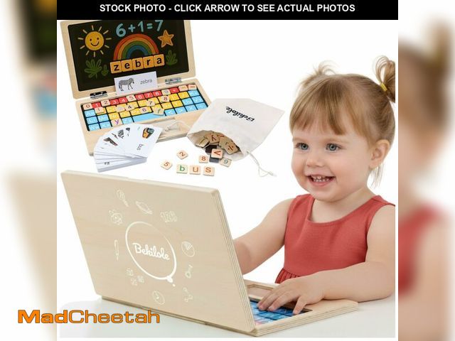 Lot 74-13952510 - Montessori Toys 11.8" Laptop Preschool Learning Activities 3 Year Old Boy Gift, Pretend Play Toddler...