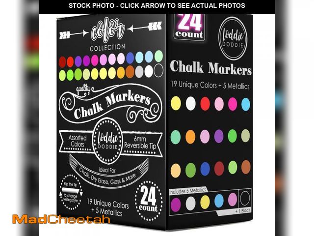 Lot 74-12050580 - Loddie Doddie Liquid Chalk Markers (24-Pack) - Dust-Free Erasable Pens for Windows, Glass, Chalkboar...