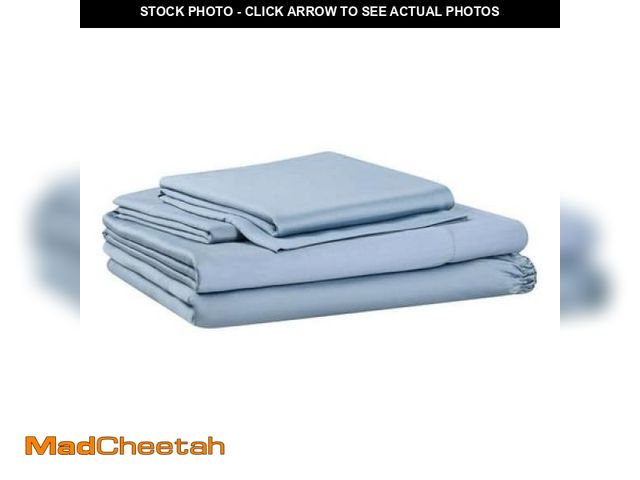 Lot 74-12470233 - Allswell Soft &amp; Silky 4-Piece Blue Illusion Viscose from Bamboo Sateen Bed Sheet Set  King - UNU...