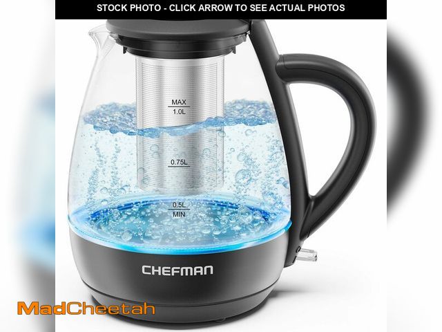 Lot 74-12710506 - Chefman Electric Kettle with Tea Infuser, 1L 1500W, Removable Lid for Easy Cleaning, Boil-Dry Protec...