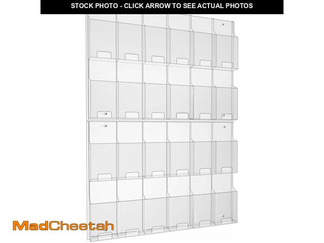Lot 74-13835463 - Acrylic Brochure Pamphlet Holder, 24 Clear Wall Mount Display Holders, Trifold Flyer Rack, Literatur...