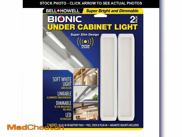 Lot 74-12861753 - Bell + Howell Under Cabinet Lights 2 Pack Rechargeable LED Light 400 Lumens Motion Sensor Light - US...