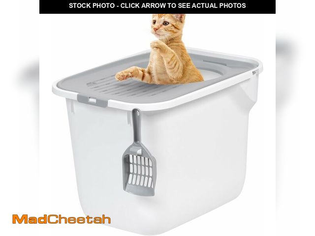 Lot 74-12827880 - IRIS USA Cat Litter Box, Large Cat Box Enclosure, Top Entry with Litter Catching Lid, Enclosed with ...