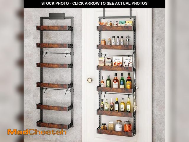 Lot 74-12434016 - bukfen Over the Door Pantry Organizer, 6-Tier Adjustable Wooden Basket Kitchen Pantry Door Organizat...