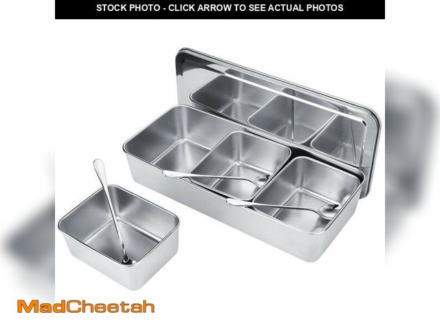 Lot 74-14212126 - OUKENS Seasoning Container, 3Ã¢â¬âGrid Stainless Steel Seasoning Rack Spice Pots Storage Containe...