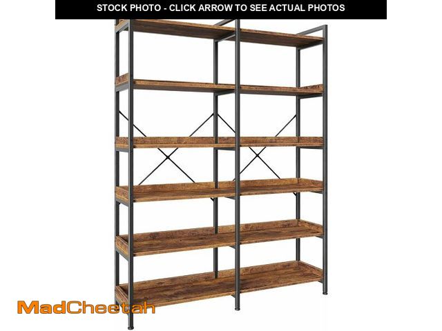 Lot 74-14250841 - Huuger 6 Tier Bookshelf, Corner Bookshelf with 12 Open Shelves and Raised Baffle, 47.2 Inch Straight...