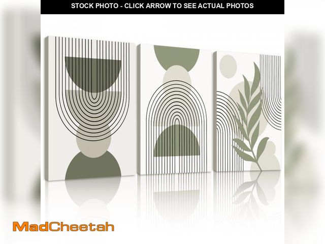 Lot 74-12489935 - SHENIFY Mid Century Boho Wall Art - Abstract Geometry Canvas Prints (Set of 3, 12x16in) for Home Dec...