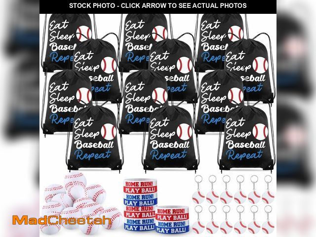 Lot 74-14299769 - MiniInflat 48 Pcs Baseball Party Favors for Kids Include 12 Baseball Drawstring Bags, 12 Baseball Ke...