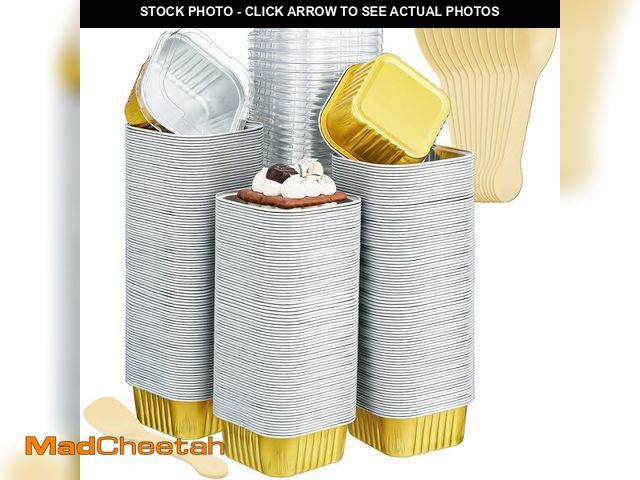 Lot 74-12973351 - Hushee 600 Pcs Aluminum Foil Baking Cups with Lids and Spoons 5oz Disposable Ramekins Dessert Muffin...