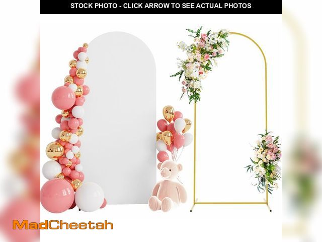 Lot 74-13967136 - Wokceer 6 FT Wedding Arch Backdrop Stand and White Arches Cover, Metal Arch Backdrop Stand with Cove...