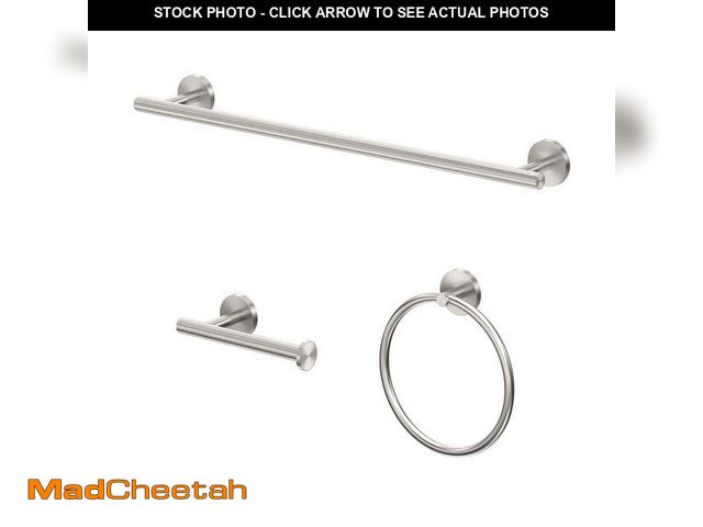 Lot 74-13822704 - Gatco Level 3-Pieces Bath Hardware Set with 18 in. Towel Bar, Toilet Paper Holder and Towel Ring in ...