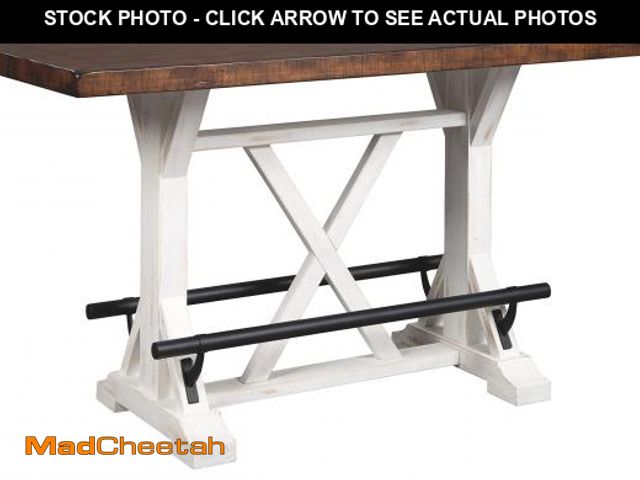 Lot 74-12391634 - Signature Design by Ashley Valebeck Rustic Farmhouse 36" Counter Height Dining Table, Brown &amp; Wh...