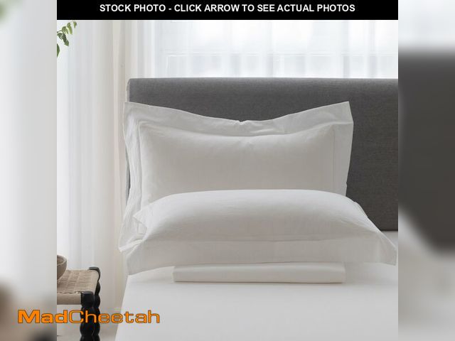 Lot 74-14333585 - ELIMMO King Size Pillow Shams Set of 2 Ã¢â¬â 100% Cotton, Linen-Like Texture, Embroidered Flange ...