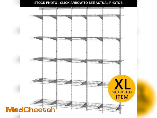Lot 74-12633533 - ClosetMaid Max Load 72 in. W x 16 in. Silver 5-Shelf Steel Garage Wall Shelf System - UNUSED
