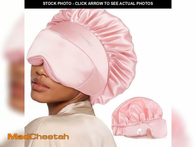 Lot 74-14152601 - Satin Silk Bonnet for Sleeping Women Men, LC-dolida 2-in-1 Adjustable Hair Bonnet for Curly &amp; Na...