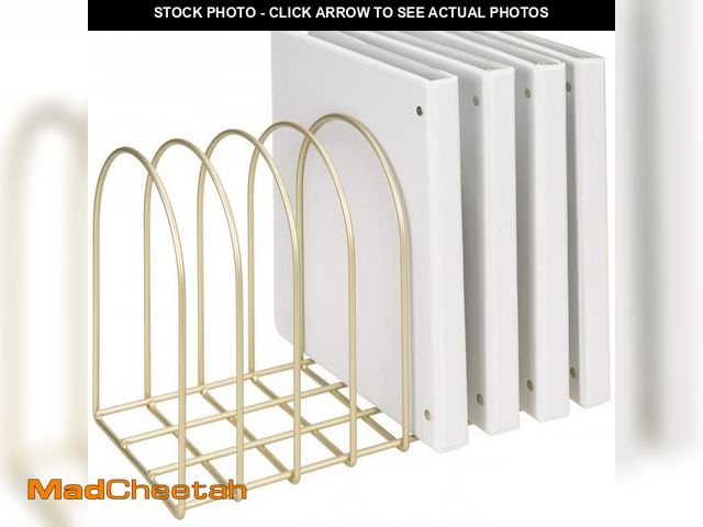 Lot 74-11554082 - MyGift Large Desktop Document Holder, Brass Metal Wire File Folder Organizer Rack with 8-Slots and A...