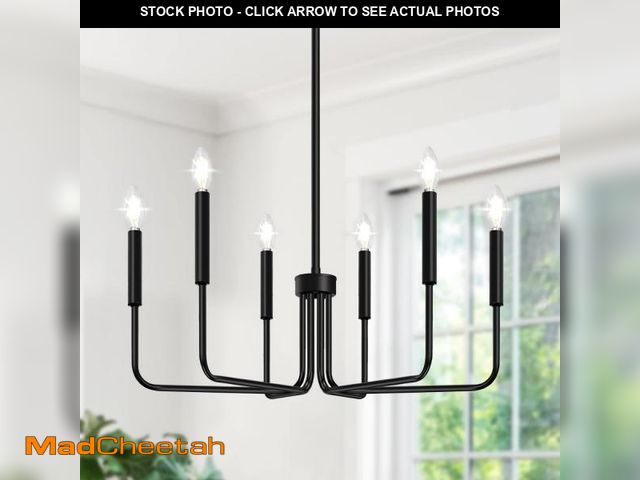 Lot 74-12324199 - Black Chandelier, 6-Light Farmhouse Chandelier for Dining Room Lighting Fixtures Hanging, Dining Lig...