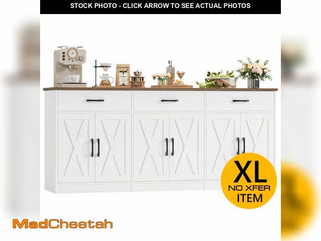 Lot 74-13744873 - Homfa Buffet Cabinet with 3 Drawers and 6 Doors, 70.8" W Kitchen Sideboard Storage Cabinet, Farmhous...