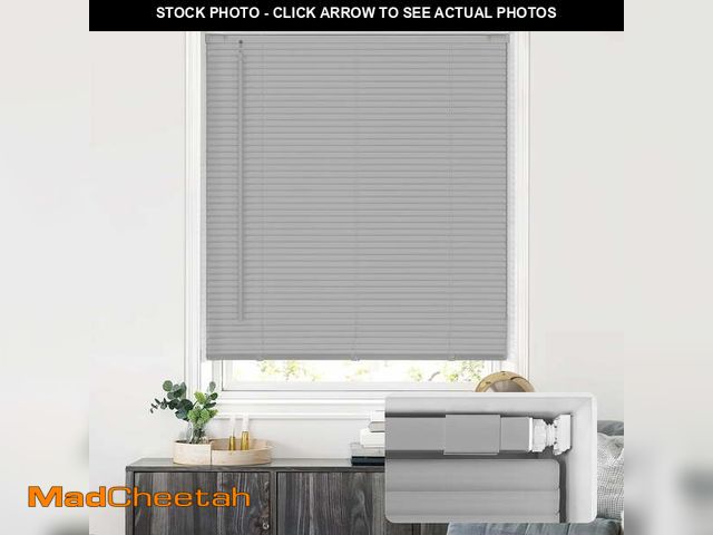 Lot 74-12781063 - LazBlinds No Tools No Drill Cordless 1" Vinyl Mini Blinds, 100% Privacy S-Curve Blinds for Indoor Wi...