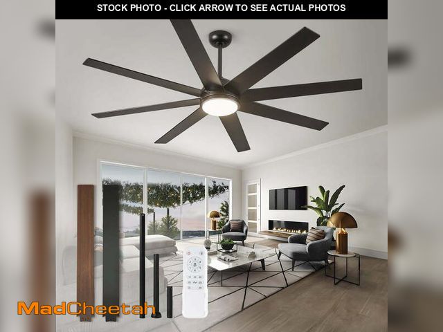 Lot 74-14310995 - Zardon 72 inch Large Ceiling Fan with Light and Remote, Modern Ceiling Fan with 8 Reversible Blades,...