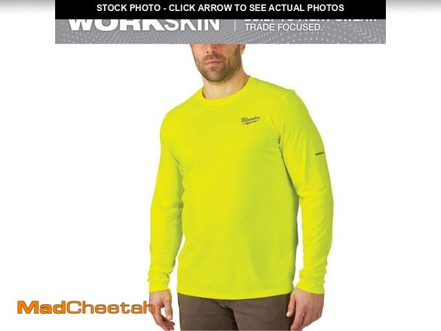 Lot 74-12556559 - Milwaukee Men's Large Hi-Vis WORKSKIN Light Weight Performance Long-Sleeve T-Shirt - UNUSED