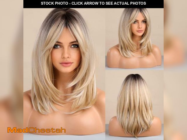 Lot 74-11558031 - Tumhorn Long Layered Blonde Wigs for Women Synthetic Hair Wig with Bangs Natural Wavy Heat Resistant...