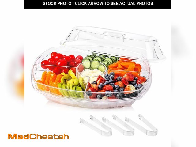 Lot 74-14427687 - IVYHOME Fruit Ice Serving Tray, Chilled Veggie Tray, Shrimp Cocktail Serving Dish, Appetizer Serving...