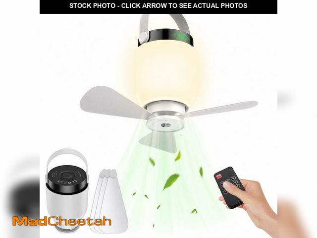 Lot 74-14384521 - Rechargeable Camping Fan with LED Lantern, 2 in 1 Portable Small Ceiling Fan with Light for Outdoor ...