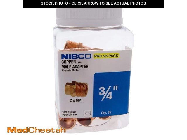 Lot 74-13798343 - Everbilt 604 3/4 in. x 3/4 in. Wrot Copper Cup X MIP Adapter Pro Pack (24-Pack) - UNUSED