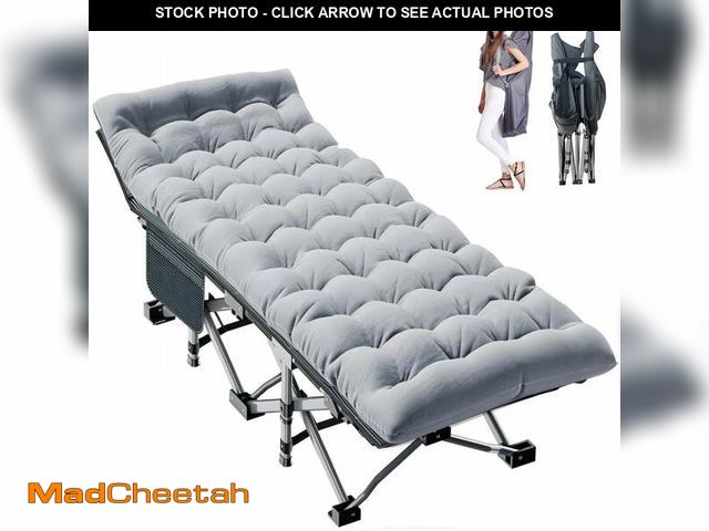 Lot 74-14260755 - Lilypelle Adult Folding Camping Cot, Heavy Duty Sleeping Cot Bed with 4D Pillow, 2 Sided Pearl Cotto...