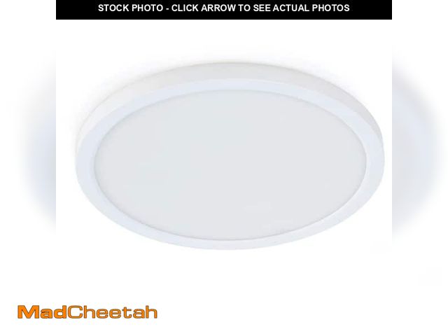 Lot 74-12555183 - 7.2-Watt Integrated LED Flush Mount 5 in. White Round Dimmable Flat Ceiling Panel with Color Change ...