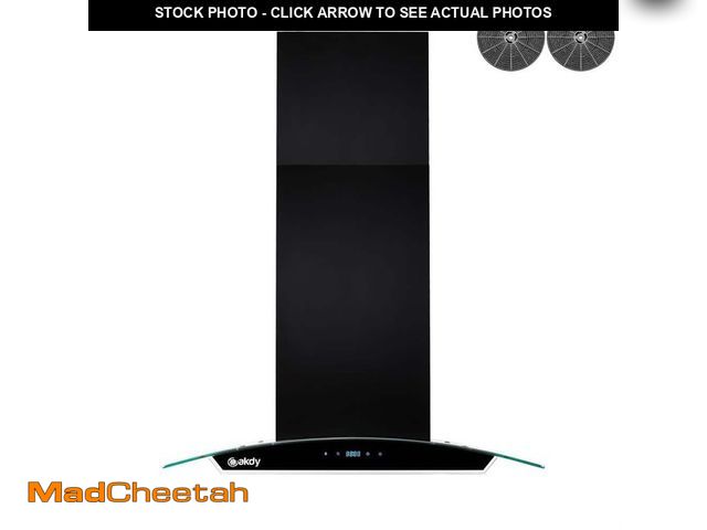 Lot 74-12661917 - AKDY 36 in. 343 CFM Convertible island Mount Range Hood in Black Painted Stainless Steel with Glass ...